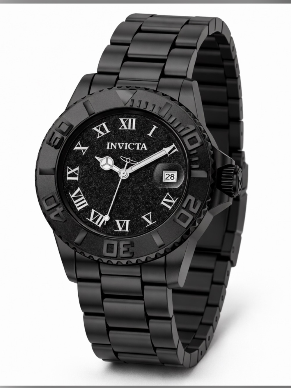 Invicta Men's Black Stainless Steel Bracelet Watch with Roman Dial